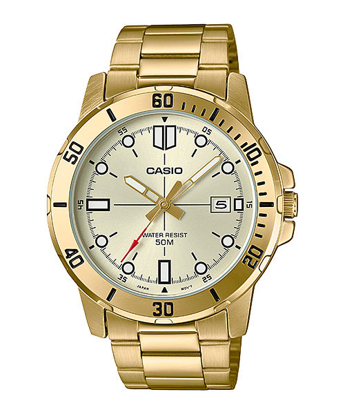 CASIO MTP-VD01G-9EVUDF GOLD IP ANALOG DIAL GOLD IP STAINLESS STEEL BAND MEN'S WATCH A1368