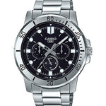 CASIO MTP-VD300D-1EUDF BLACK ANALOG DIAL SILVER STAINLESS STEEL BAND MEN'S WATCH A1748