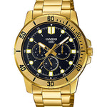CASIO MTP-VD300G-1EUDF GOLD IP BLACK ANALOG DIAL GOLD IP STAINLESS STEEL BAND MEN'S WATCH A1856