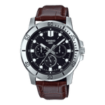 CASIO MTP-VD300L-1EUDF BLACK ANALOG DIAL BROWN LEATHER BAND MEN'S WATCH A1751