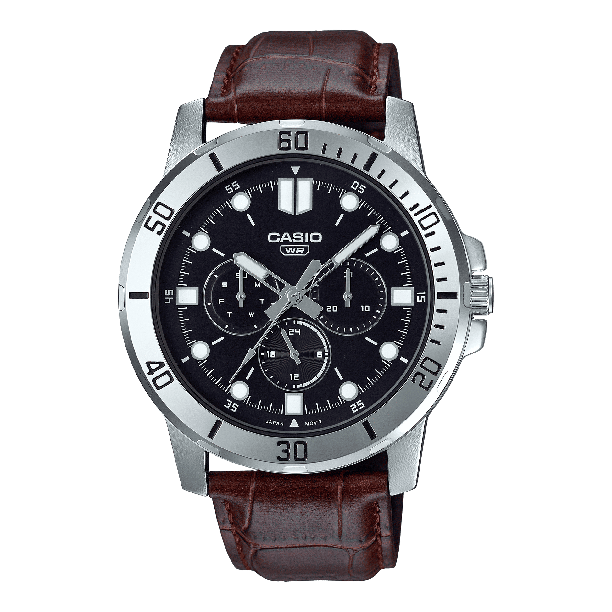 CASIO MTP-VD300L-1EUDF BLACK ANALOG DIAL BROWN LEATHER BAND MEN'S WATCH A1751