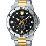CASIO MTP-VD300SG-1EUDF BLACK-GOLD ANALOG DIAL DUAL TONED STAINLESS STEEL BAND MEN'S WATCH A1859