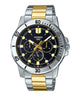 CASIO MTP-VD300SG-1EUDF BLACK-GOLD ANALOG DIAL DUAL TONED STAINLESS STEEL BAND MEN'S WATCH A1859