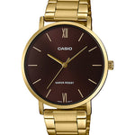 CASIO MTP-VT01G-5BUDF GOLD IP BROWN ANALOG DIAL GOLD IP STAINLESS STEEL BAND MEN'S WATCH A1779