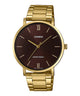 CASIO MTP-VT01G-5BUDF GOLD IP BROWN ANALOG DIAL GOLD IP STAINLESS STEEL BAND MEN'S WATCH A1779