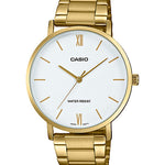 CASIO MTP-VT01G-7BUDF GOLD IP WHITE ANALOG DIAL GOLD IP STAINLESS STEEL BAND MEN'S WATCH A1780