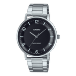 CASIO ENTICER MEN MTP-VT03D-1BDF BLACK ANALOG DIAL SILVER STAINLESS STEEL BAND A2405