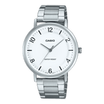 CASIO ENTICER MEN MTP-VT03D-7BDF WHITE ANALOG DIAL SILVER STAINLESS STEEL BAND A2407