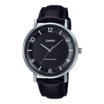 CASIO ENTICER MEN MTP-VT03L-1BDF BLACK ANALOG DIAL BLACK LEATHER BAND A2408