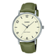 CASIO ENTICER MEN MTP-VT03L-7BDF WHITE ANALOG DIAL GREEN LEATHER BAND A2409