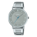 CASIO ENTICER MEN MTP-VT04D-8EDF GREY ANALOG DIAL SILVER STAINLESS STEEL BAND A2413