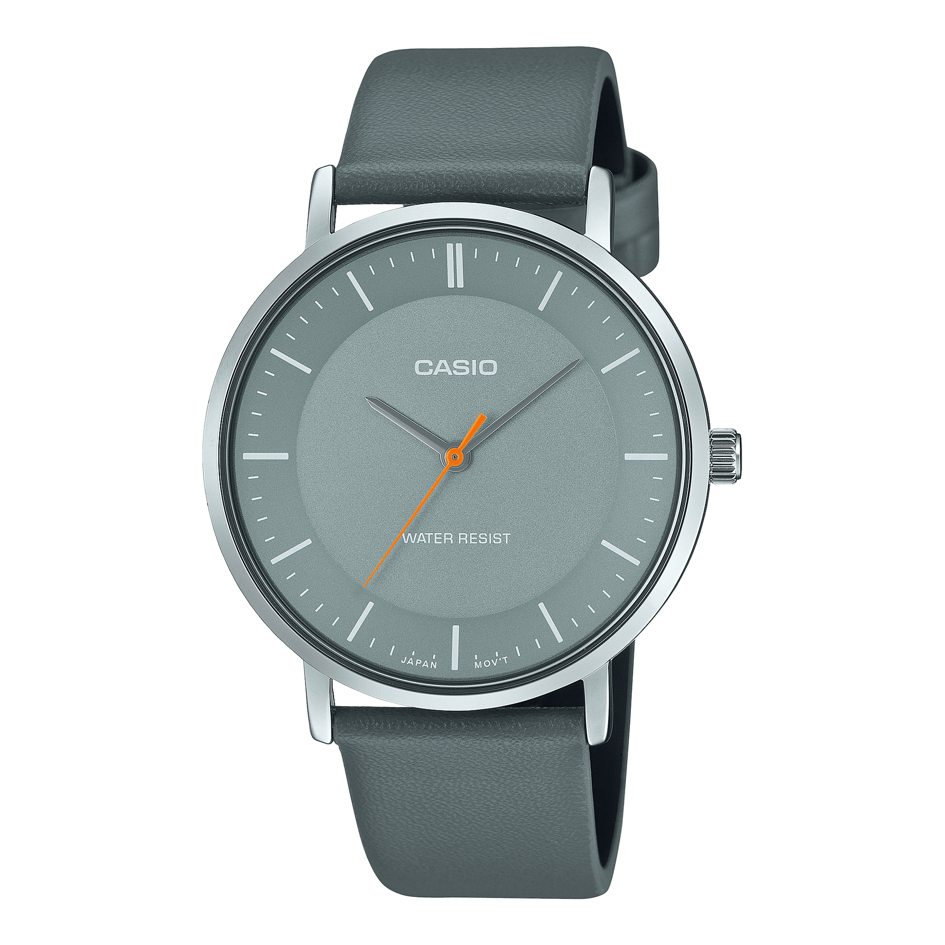 CASIO ENTICER MEN MTP-VT04L-8EDF GREY ANALOG DIAL GREY LEATHER BAND A2415