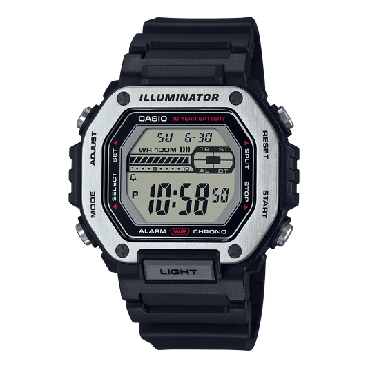 CASIO MWD-110H-1AVDF DIGITAL DIAL BLACK RESIN STRAP 10 YEAR BATTERY D300