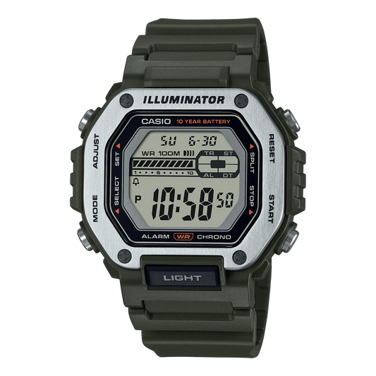 CASIO MWD-110H-3AVDF DIGITAL DIAL GREEN RESIN STRAP 10 YEAR BATTERY D301