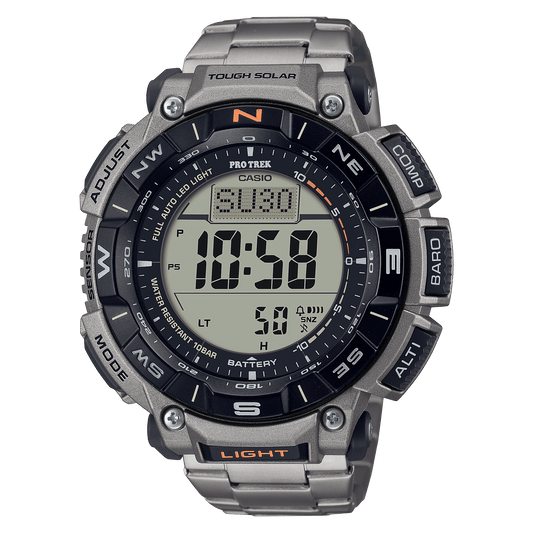 CASIO PROTREK PRG-340T-7DR BLACK DIGITAL DIAL BROWN TITANIUM, STAINLESS STEEL BUCKLE
ONE-TOUCH 3-FOLD CLASP BAND SL111