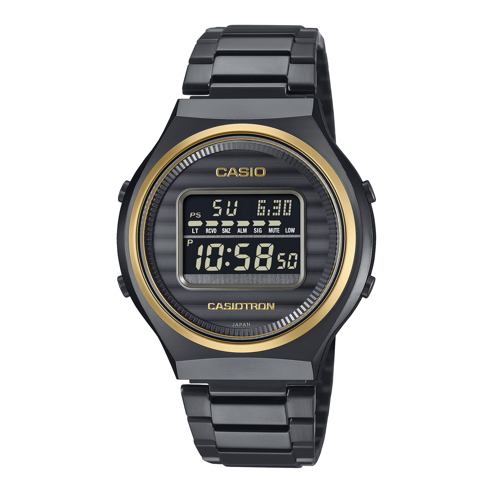 CASIO ENTICER MEN TRN-50ZE-1ADR BLACK DIGITAL DIAL BLACK STAINLESS STEEL BAND A2380