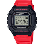 CASIO  W-218H-4BVDF  DIGITAL DIAL RED RESIN STRAP  7 YEAR BATTERY I111