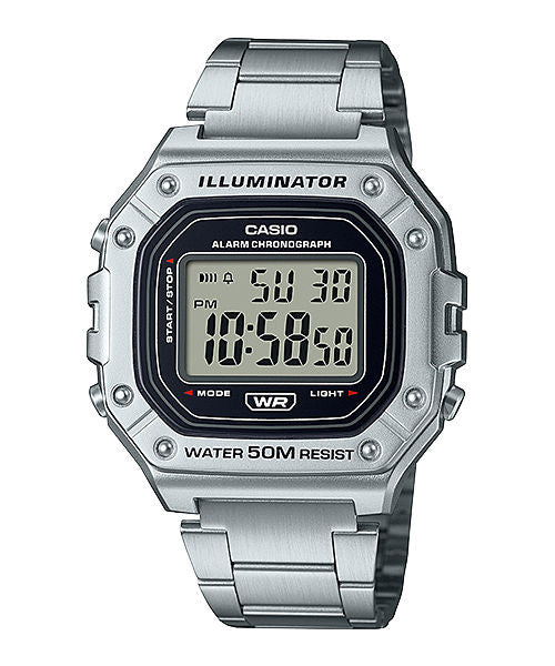 CASIO  W-218HD-1AVDF  DIGITAL DIAL SILVER RESIN STRAP  7 YEAR BATTERY D227