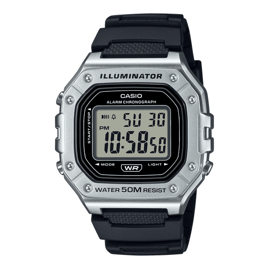 CASIO YOUTH W-218HM-7AVDF BLACK DIGITAL DIAL BLACK RESIN BAND D374
