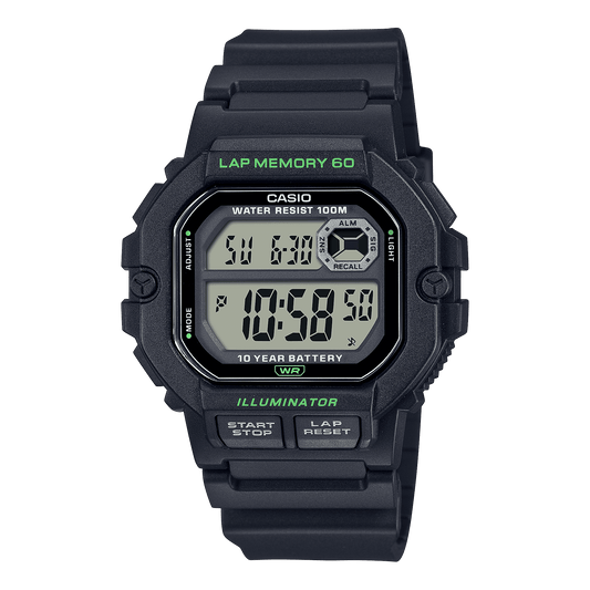 CASIO  WS-1400H-1AVDF BLACK DIGITAL DIAL BLACK RESIN STRAP  LAP MEMORY D269