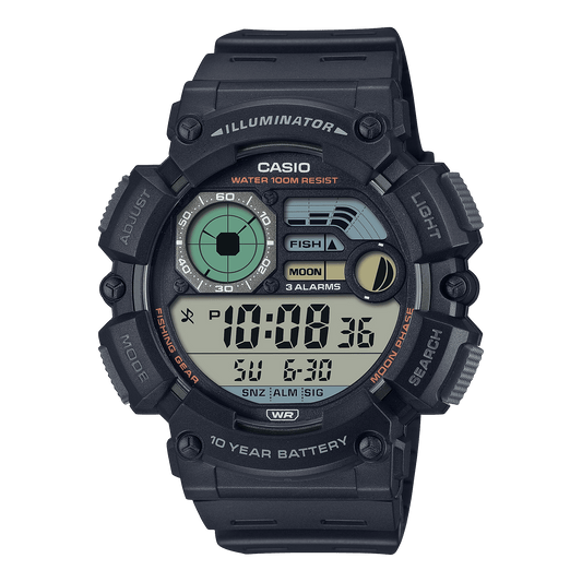 CASIO WS-1500H-1AVDF DIGITAL DIAL BLACK RESIN STRAP MOON DATA D292