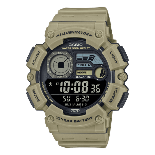 CASIO  WS-1500H-5BVDF  DIGITAL DIAL BROWN RESIN STRAP  MOON DATA D351