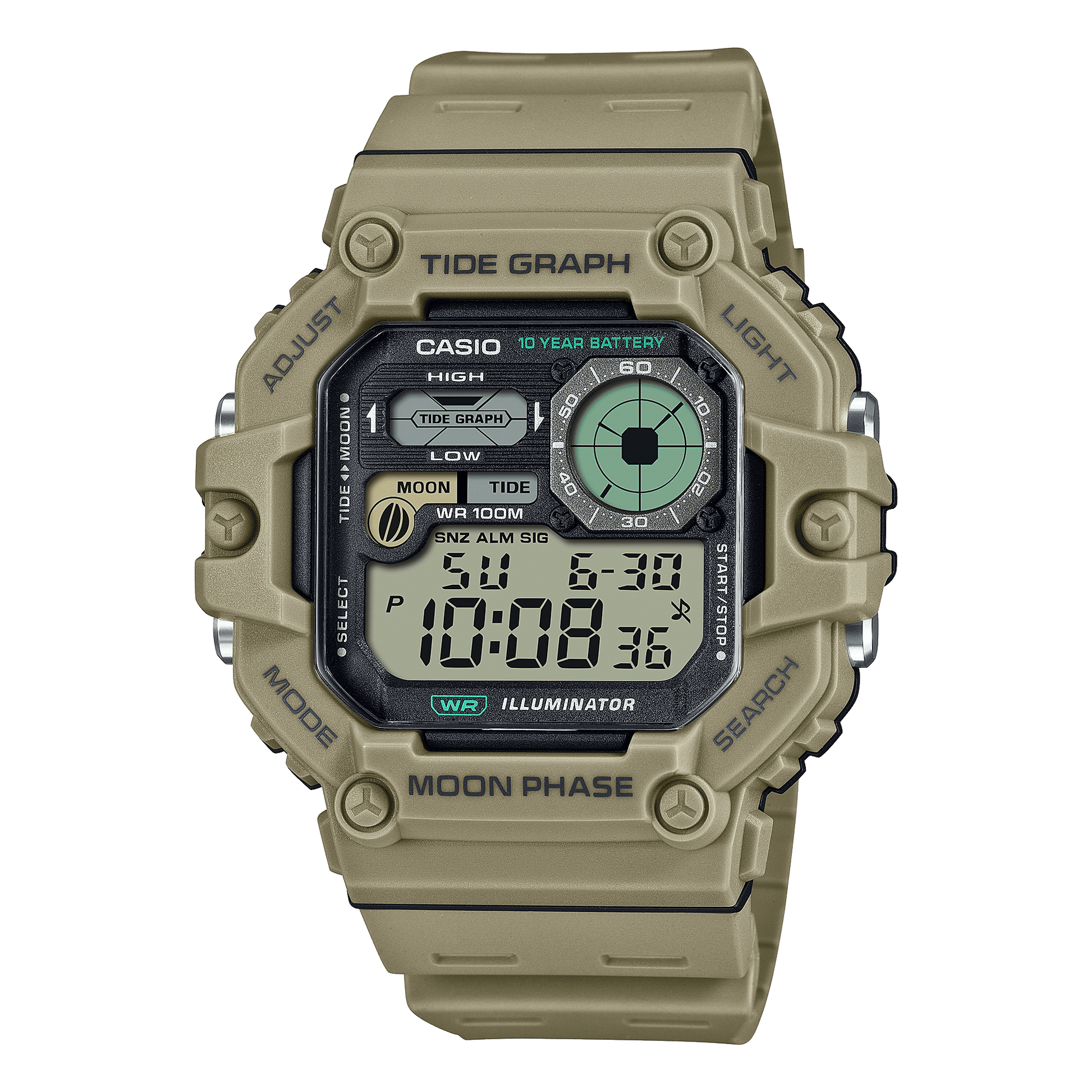 CASIO  WS-1700H-5AVDF  DIGITAL DIAL BLACK RESIN STRAP  TIDE GRAPH A2248