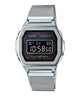 CASIO VINTAGE A1000M-1BEF BLACK DIGITAL DIAL SILVER STAINLESS STEEL MESH BAND D194