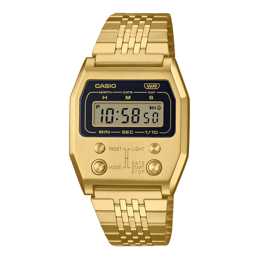 CASIO VINTAGE A1100G-5DF GOLD DIGITAL DIAL GOLD STAINLESS STEEL BAND D327