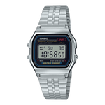 CASIO VINTAGE A159W-N1DF BLACK DIGITAL DIAL SILVER STAINLESS STEEL BAND D339