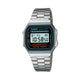 CASIO VINTAGE A168WA-1WDF BLACK DIGITAL DIAL UNISEX WATCH SILVER STAINLESS STEEL STRAP  