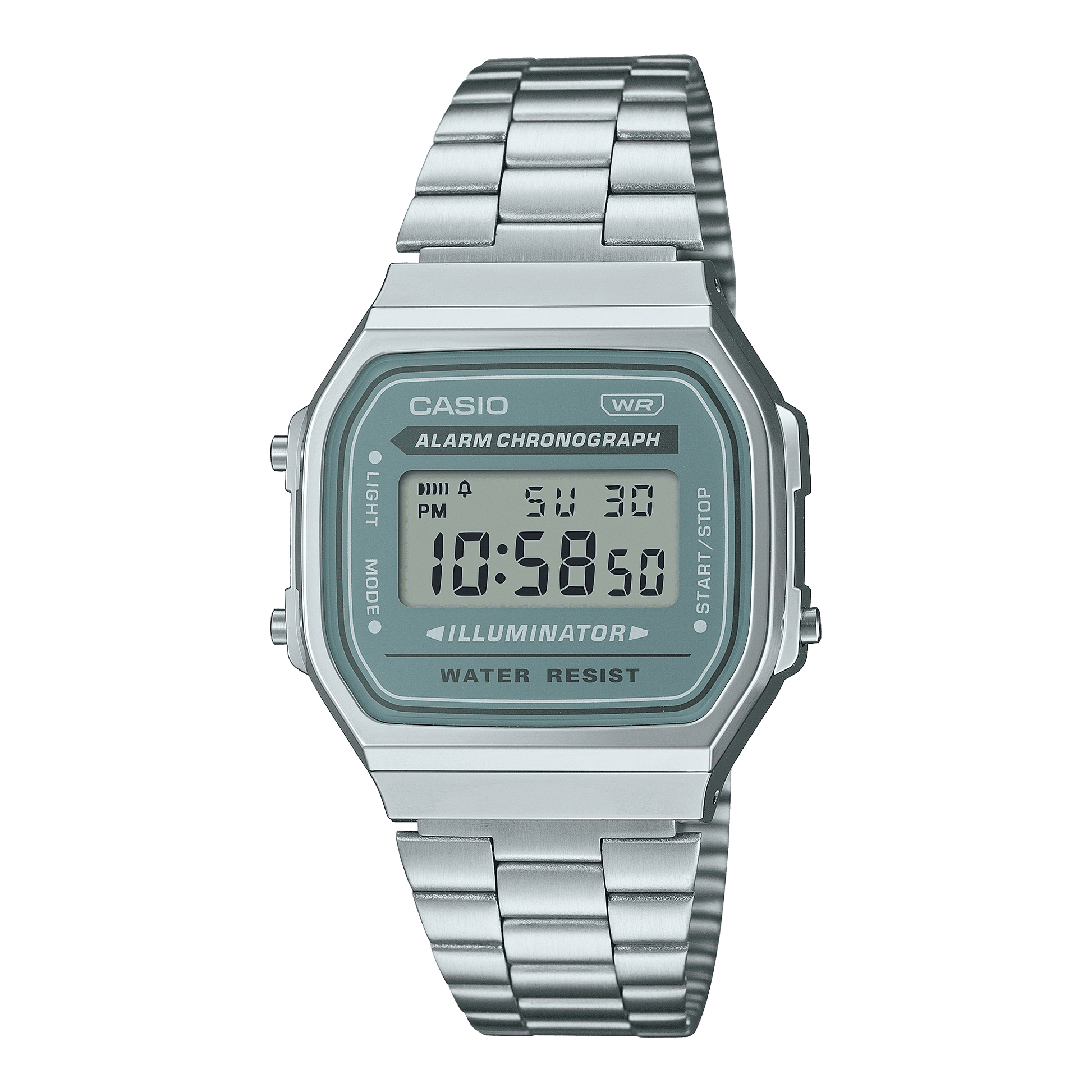 CASIO VINTAGE A168WA-3AYDF GRAY DIGITAL DIAL SILVER STAINLESS STEEL BAND D330