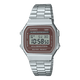 CASIO VINTAGE A168WA-5AYDF BROWN DIGITAL DIAL SILVER STAINLESS STEEL BAND D331