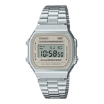 CASIO VINTAGE A168WA-8AYDF BROWN DIGITAL DIAL SILVER STAINLESS STEEL BAND D332
