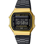 CASIO VINTAGE A168WEGB-1BDF BLACK DIGITAL DIAL BLACK STAINLESS STEEL BAND D148