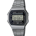 CASIO VINTAGE A168WGG-1ADF BLACK DIGITAL DIAL BLACK STAINLESS STEEL BAND D181
