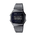 CASIO VINTAGE A168WGG-1BDF BLACK DIGITAL DIAL BLACK STAINLESS STEEL BAND D182