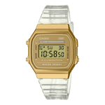 CASIO VINTAGE A168XESG-9ADF GOLD DIGITAL DIAL TRANSPARENT RESIN STRAP D307