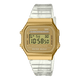 CASIO VINTAGE A168XESG-9ADF GOLD DIGITAL DIAL TRANSPARENT RESIN STRAP D307