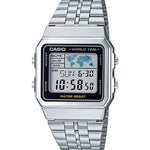 CASIO VINTAGE A500WA-1DF BLACK DIGITAL DIAL SILVER STAINLESS STEEL BAND D133
