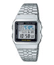 CASIO VINTAGE A500WA-1DF BLACK DIGITAL DIAL SILVER STAINLESS STEEL BAND D133