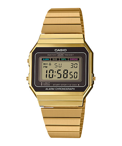 CASIO VINTAGE A700WG-9ADF GOLD DIGITAL DIAL GOLD STAINLESS STEEL BAND D198