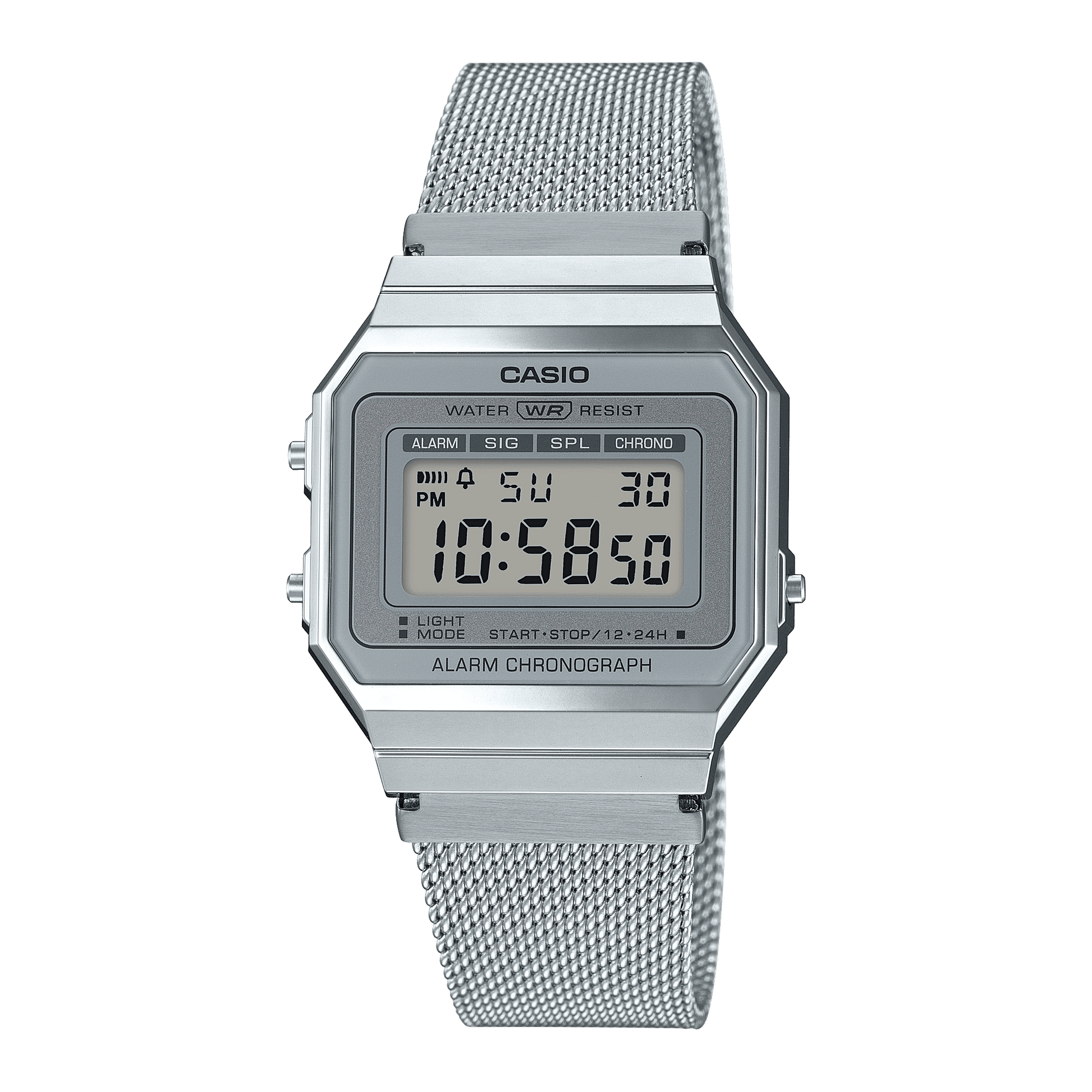 CASIO VINTAGE A700WM-7ADF SILVER DIGITAL DIAL SILVER STAINLESS STEEL MESH BAND D170
