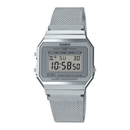 CASIO VINTAGE A700WM-7ADF SILVER DIGITAL DIAL SILVER STAINLESS STEEL MESH BAND D170