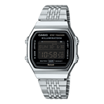 CASIO VINTAGE ABL-100WE-1BDF BLACK DIGITAL DIAL SILVER STAINLESS STEEL  BAND D366