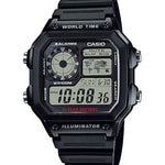 CASIO YOUTH AE-1200WH-1AVDF BLACK DIGITAL DIAL BLACK  RESIN  BAND D097