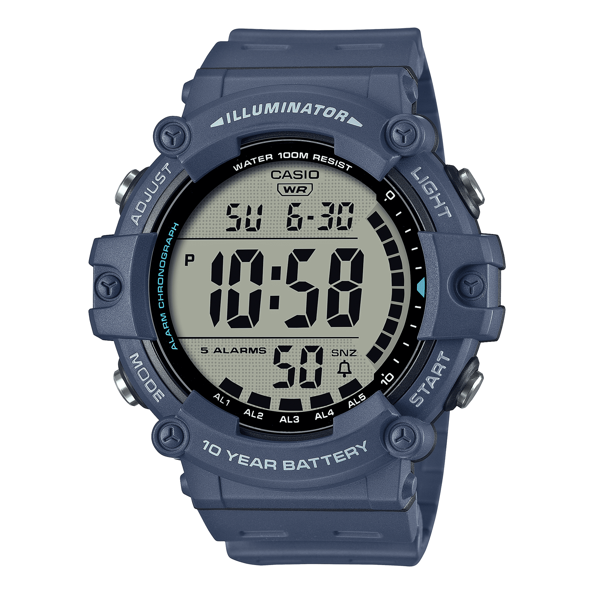 CASIO  AE-1500WH-2AVDF  DIGITAL DIAL BLUE RESIN STRAP  10 YEAR BATTERY D319