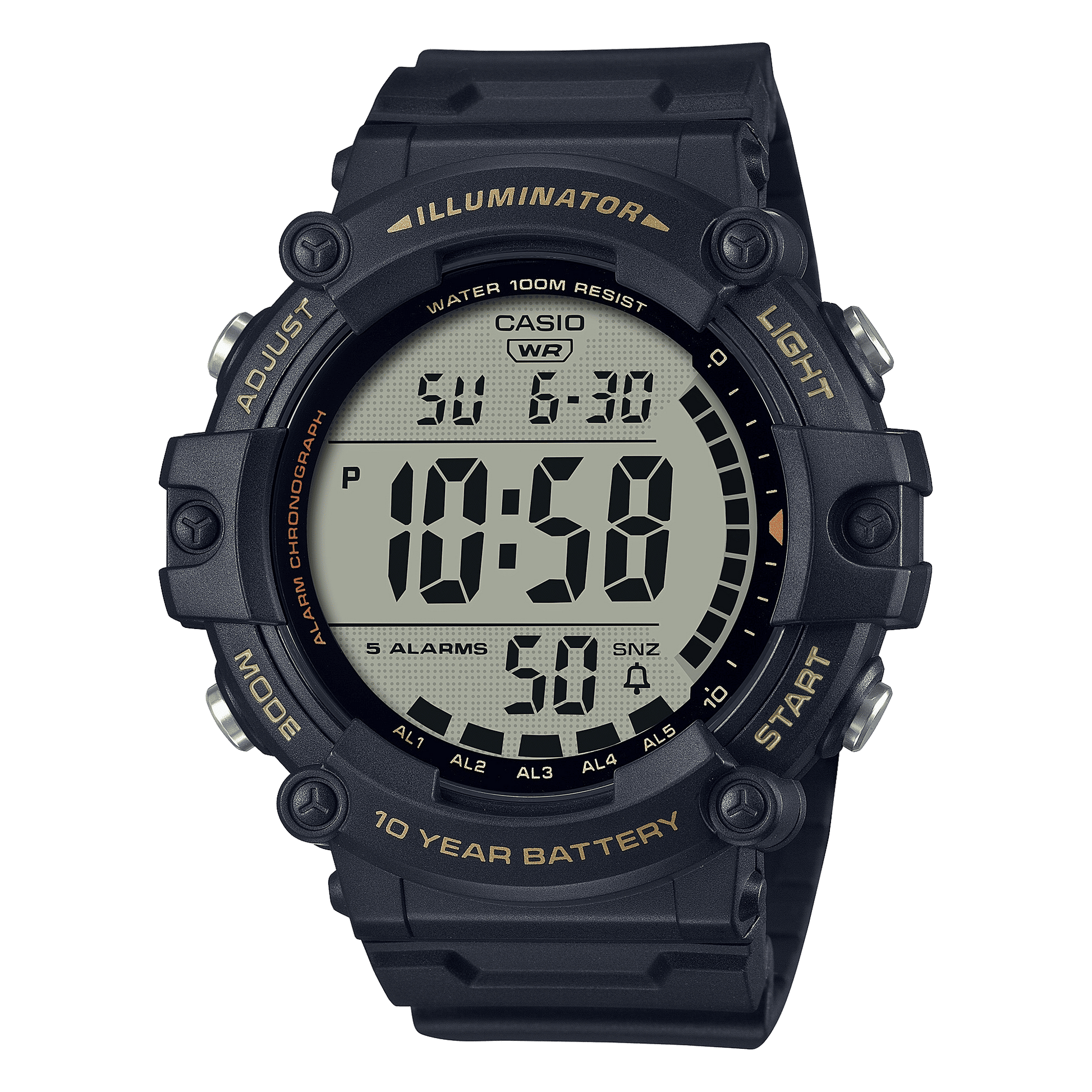 CASIO  AE-1500WHX-1AVDF  DIGITAL DIAL BLACK RESIN STRAP  10 YEAR BATTERY D275