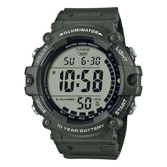 CASIO  AE-1500WHX-3AVDF  DIGITAL DIAL GREEN RESIN STRAP  10 YEAR BATTERY D276