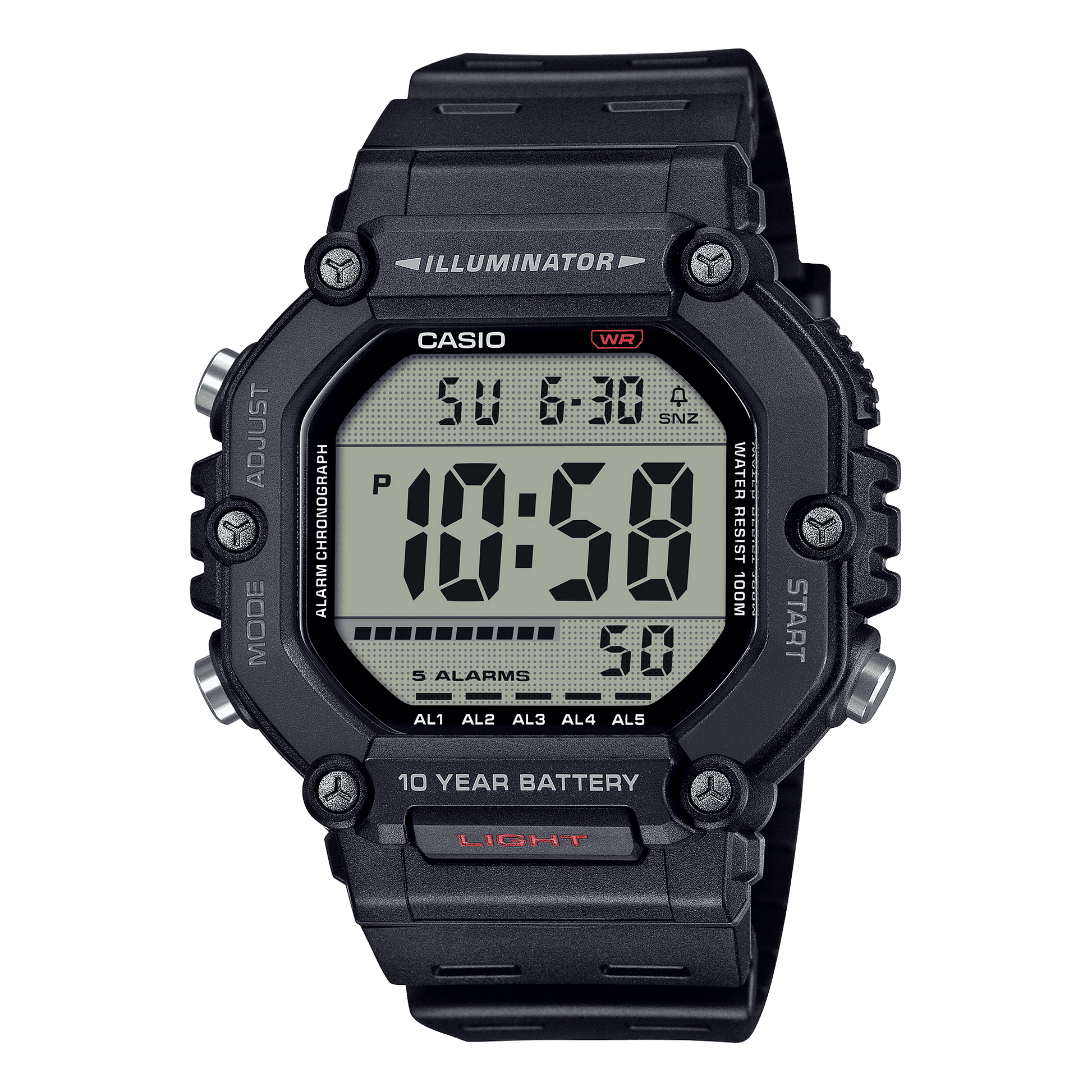 CASIO YOUTH AE-1600H-1AVDF BLACK DIGITAL DIAL BLACK RESIN BAND D386